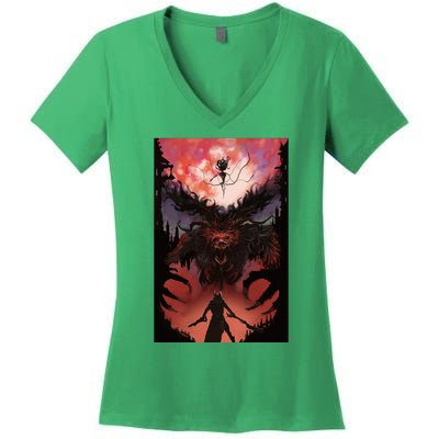 Bloodborne Poster Fan Art Women's V-Neck T-Shirt