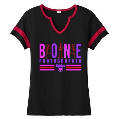 Bone Photographer Funny Skeleton XRay Tech Radiology Gift Ladies Halftime Notch Neck Tee