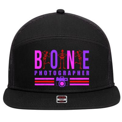 Bone Photographer Funny Skeleton XRay Tech Radiology Gift 7 Panel Mesh Trucker Snapback Hat