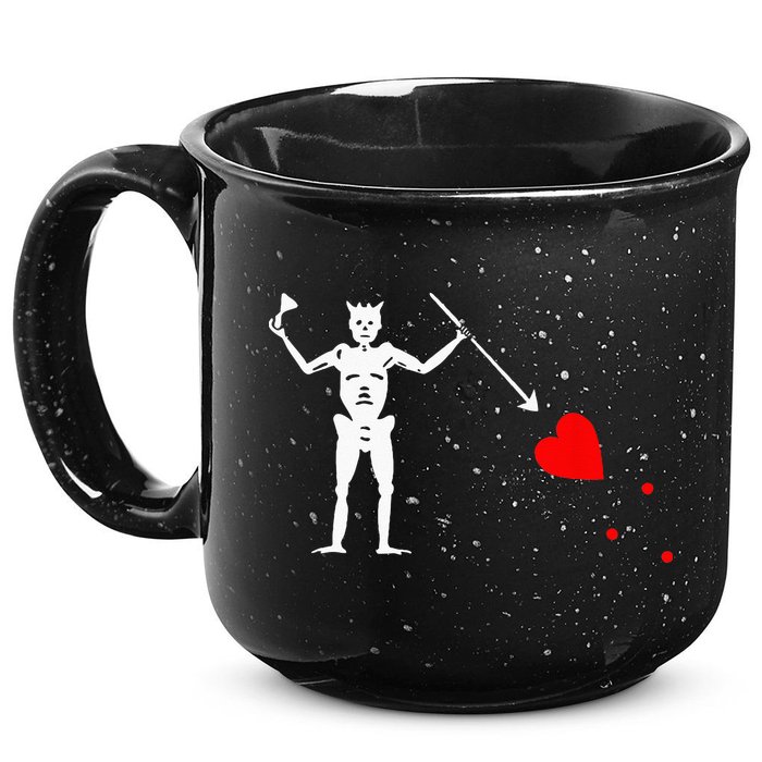 Blackbeard Pirate Flag Jolly Roger Skeleton Halloween 15oz Campfire Ceramic Mug