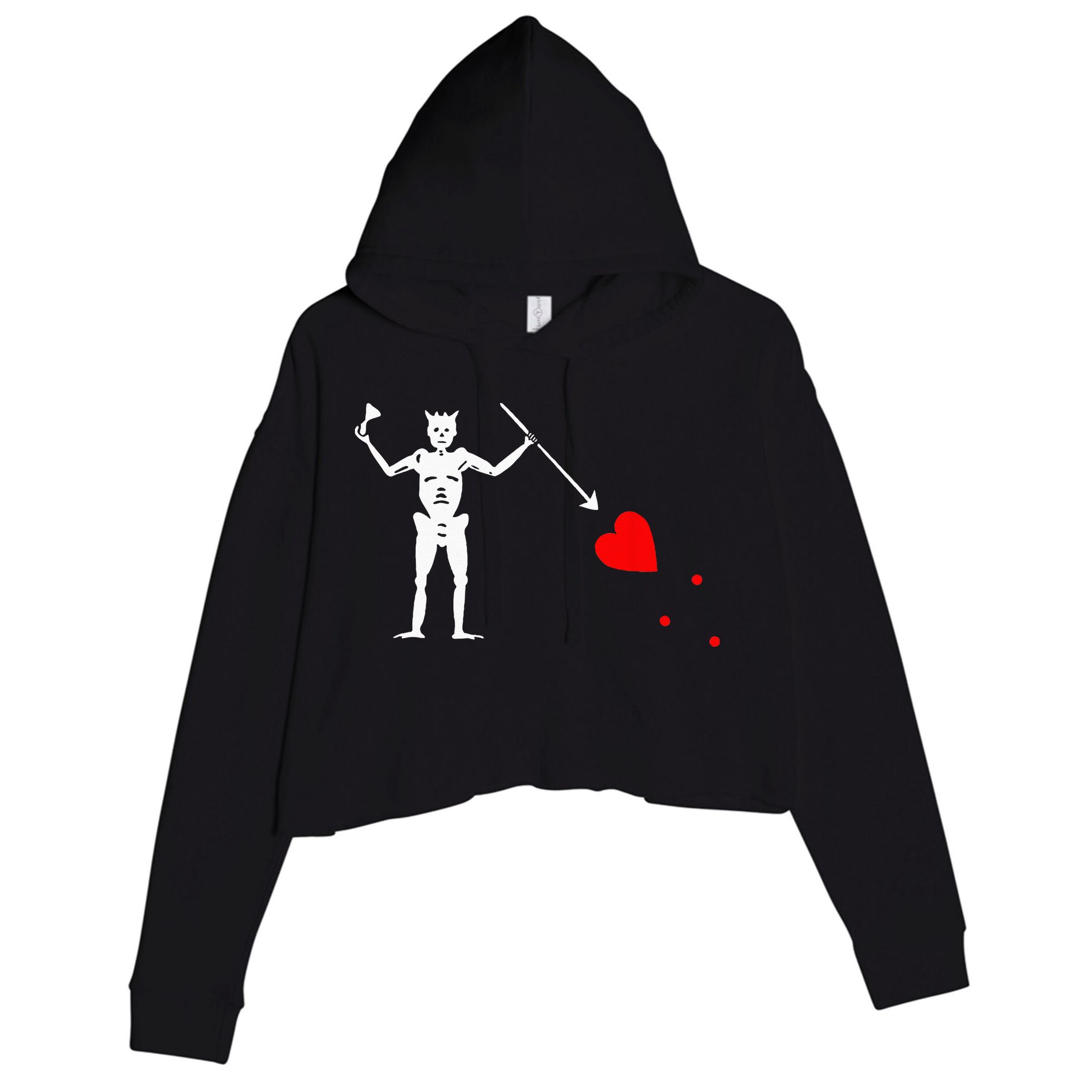 Blackbeard Pirate Flag Jolly Roger Skeleton Halloween Crop Fleece Hoodie