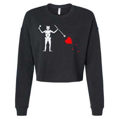 Blackbeard Pirate Flag Jolly Roger Skeleton Halloween Cropped Pullover Crew