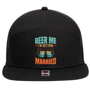 Bachelor Party Fiance Engagement For Groom Retro Beer 7 Panel Mesh Trucker Snapback Hat