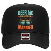 Bachelor Party Fiance Engagement For Groom Retro Beer High Crown Mesh Back Trucker Hat