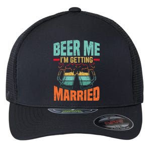 Bachelor Party Fiance Engagement For Groom Retro Beer Flexfit Unipanel Trucker Cap