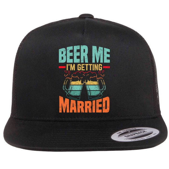 Bachelor Party Fiance Engagement For Groom Retro Beer Flat Bill Trucker Hat