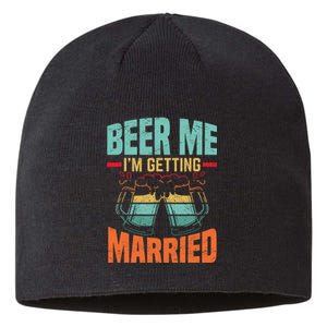 Bachelor Party Fiance Engagement For Groom Retro Beer Sustainable Beanie