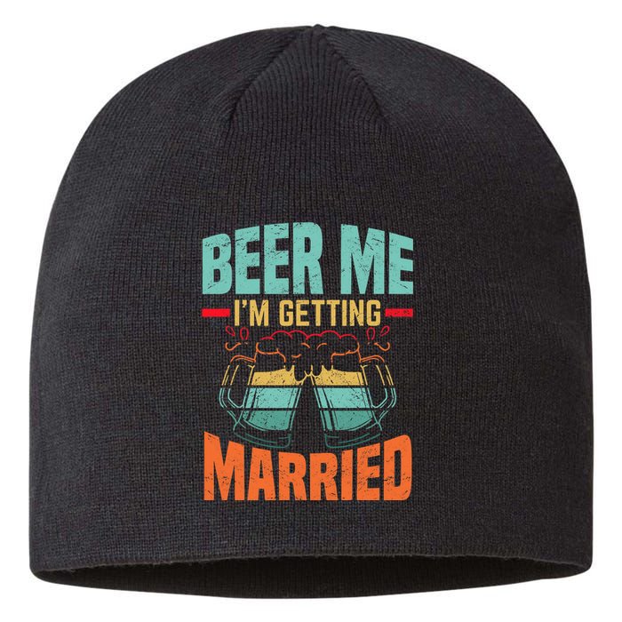 Bachelor Party Fiance Engagement For Groom Retro Beer Sustainable Beanie