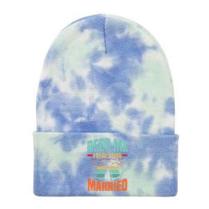 Bachelor Party Fiance Engagement For Groom Retro Beer Tie Dye 12in Knit Beanie