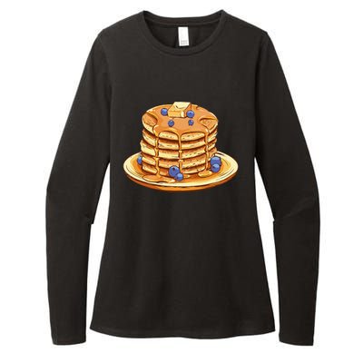 Blueberry Pancake Food Breakfast Sweets Womens CVC Long Sleeve Shirt