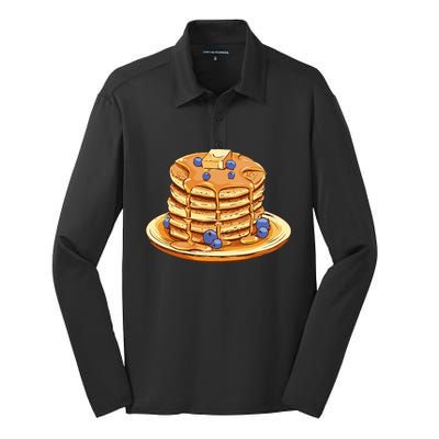 Blueberry Pancake Food Breakfast Sweets Silk Touch Performance Long Sleeve Polo