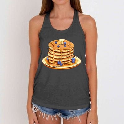 Blueberry Pancake Food Breakfast Sweets Women's Knotted Racerback Tank