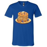 Blueberry Pancake Food Breakfast Sweets V-Neck T-Shirt