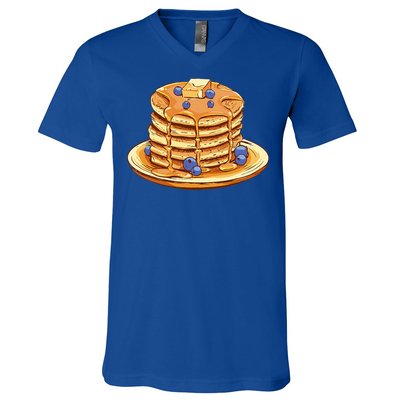 Blueberry Pancake Food Breakfast Sweets V-Neck T-Shirt