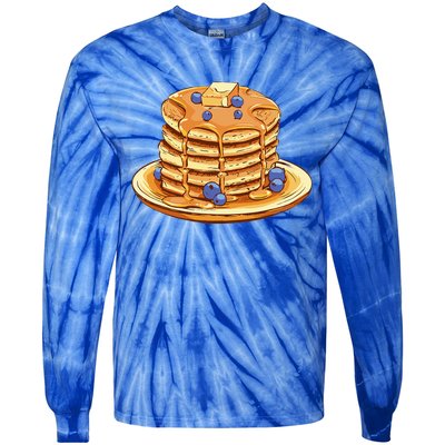 Blueberry Pancake Food Breakfast Sweets Tie-Dye Long Sleeve Shirt