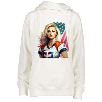 Beautiful Patriotic Football With America Flag Cute Gift Womens Funnel Neck Pullover Hood