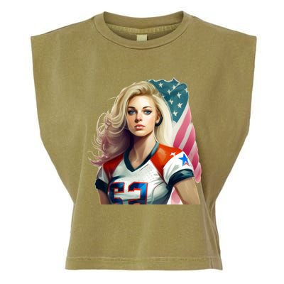 Beautiful Patriotic Football With America Flag Cute Gift Garment-Dyed Women's Muscle Tee