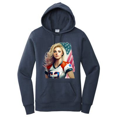 Beautiful Patriotic Football With America Flag Cute Gift Women's Pullover Hoodie