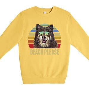 Beach Please Finnish Spitz Dog Funny Summer Gift Premium Crewneck Sweatshirt