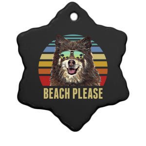 Beach Please Finnish Spitz Dog Funny Summer Gift Ceramic Star Ornament