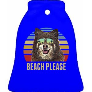 Beach Please Finnish Spitz Dog Funny Summer Gift Ceramic Bell Ornament