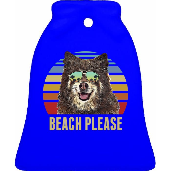 Beach Please Finnish Spitz Dog Funny Summer Gift Ceramic Bell Ornament