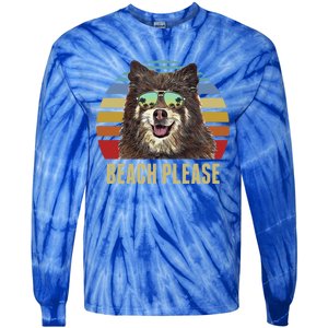 Beach Please Finnish Spitz Dog Funny Summer Gift Tie-Dye Long Sleeve Shirt