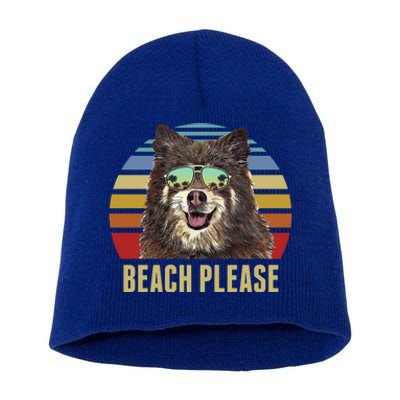 Beach Please Finnish Spitz Dog Funny Summer Gift Short Acrylic Beanie