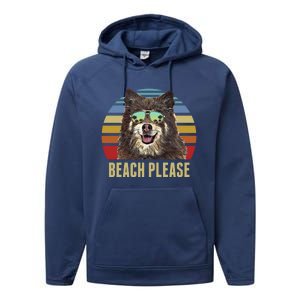 Beach Please Finnish Spitz Dog Funny Summer Gift Performance Fleece Hoodie