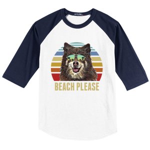 Beach Please Finnish Spitz Dog Funny Summer Gift Baseball Sleeve Shirt