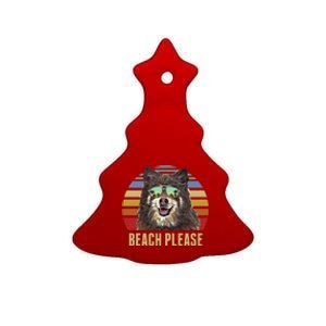 Beach Please Finnish Spitz Dog Funny Summer Gift Ceramic Tree Ornament