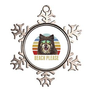 Beach Please Finnish Spitz Dog Funny Summer Gift Metallic Star Ornament