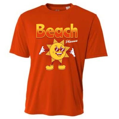 Beach Please Funny Summer Sunshine Pun Joke Gift Cooling Performance Crew T-Shirt