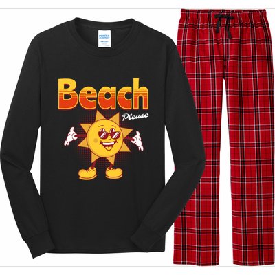 Beach Please Funny Summer Sunshine Pun Joke Gift Long Sleeve Pajama Set