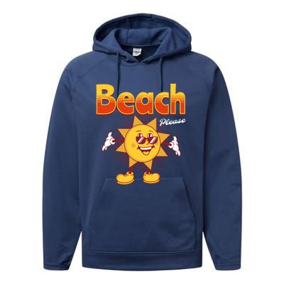 Beach Please Funny Summer Sunshine Pun Joke Gift Performance Fleece Hoodie