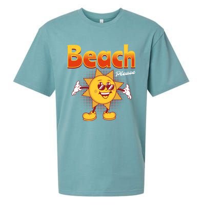 Beach Please Funny Summer Sunshine Pun Joke Gift Sueded Cloud Jersey T-Shirt