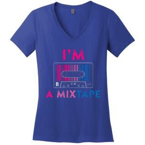 Bisexual Pride Flag Mixtape Women Gay Lesbian Lgbt Women's V-Neck T-Shirt