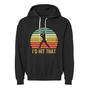 Baseball Player Funny ID Hit That Batter Sport Garment-Dyed Fleece Hoodie