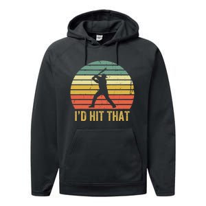 Baseball Player Funny ID Hit That Batter Sport Performance Fleece Hoodie