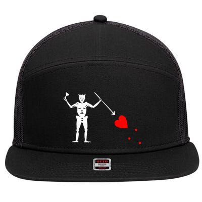 Blackbeard Pirate Flag Jolly Roger Skeleton Halloween 7 Panel Mesh Trucker Snapback Hat