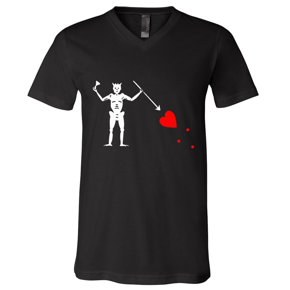 Blackbeard Pirate Flag Jolly Roger Skeleton Halloween V-Neck T-Shirt