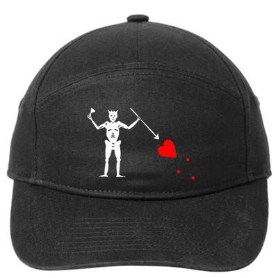 Blackbeard Pirate Flag Jolly Roger Skeleton Halloween 7-Panel Snapback Hat