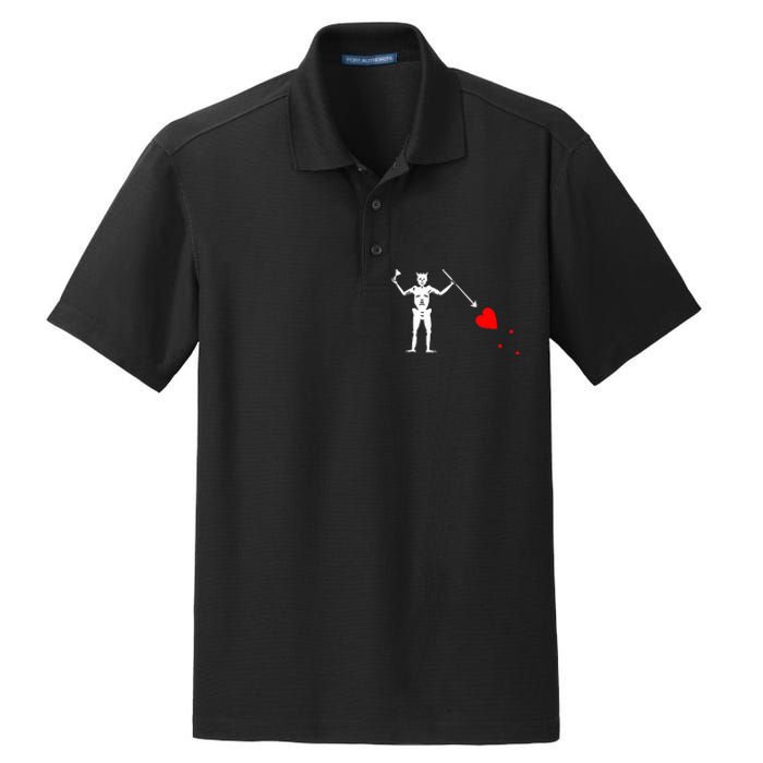 Blackbeard Pirate Flag Jolly Roger Skeleton Halloween Dry Zone Grid Polo