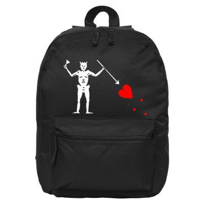 Blackbeard Pirate Flag Jolly Roger Skeleton Halloween 16 in Basic Backpack