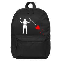 Blackbeard Pirate Flag Jolly Roger Skeleton Halloween 16 in Basic Backpack