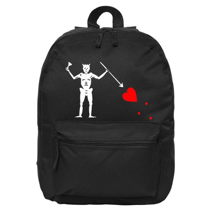 Blackbeard Pirate Flag Jolly Roger Skeleton Halloween 16 in Basic Backpack