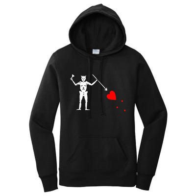Blackbeard Pirate Flag Jolly Roger Skeleton Halloween Women's Pullover Hoodie