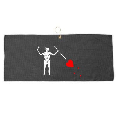 Blackbeard Pirate Flag Jolly Roger Skeleton Halloween Large Microfiber Waffle Golf Towel