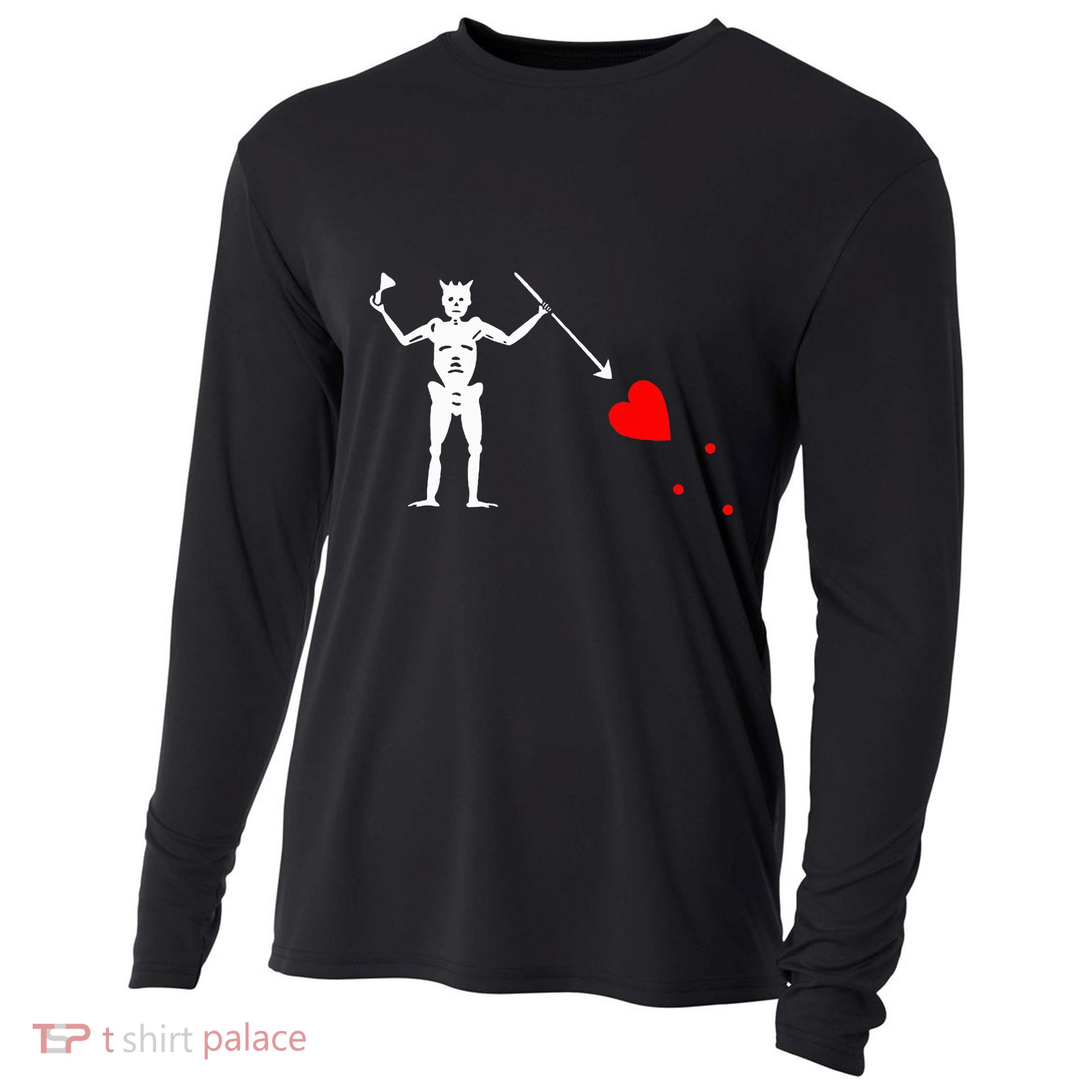 Blackbeard Pirate Flag Jolly Roger Skeleton Halloween Cooling Performance Long Sleeve Crew