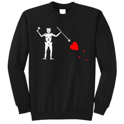 Blackbeard Pirate Flag Jolly Roger Skeleton Halloween Tall Sweatshirt